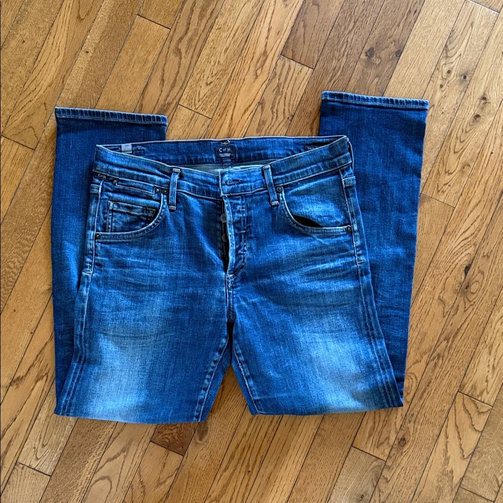 Citizens Of Humanity Emerson Slim Boyfriend Medium Blue Cropped Jeans